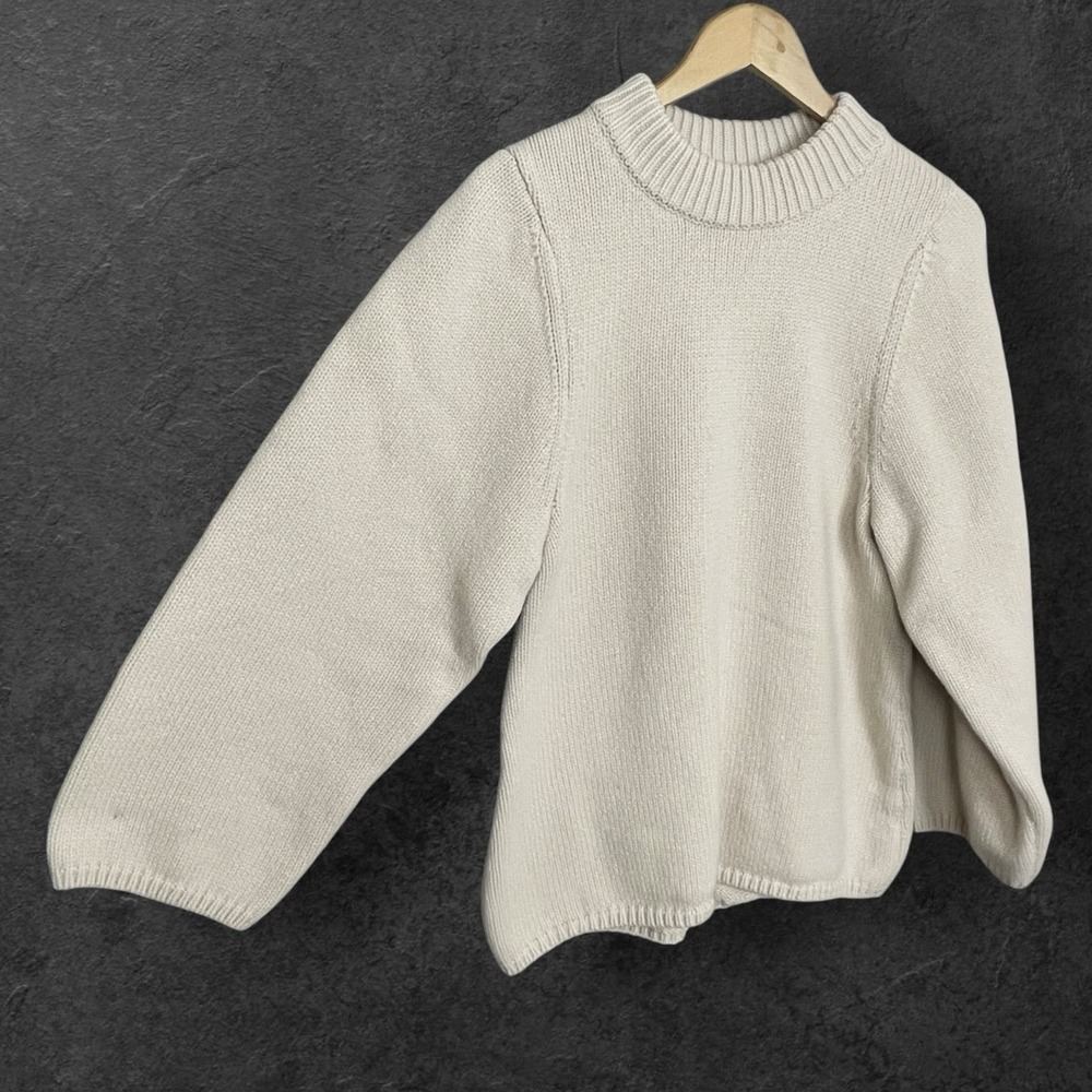 Toteme Merino Wool Chunky Mock Neck Sweater Womens L Minimalist Quiet Luxury - Picture 2 of 8